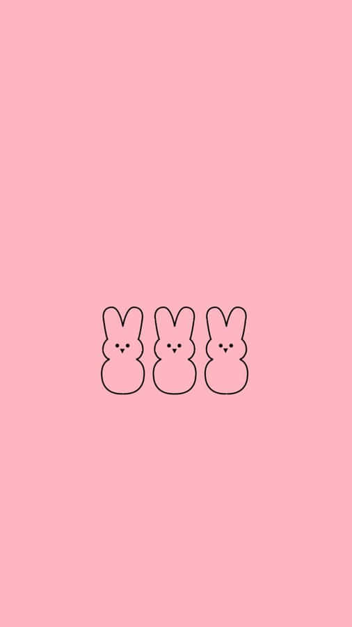 Easter Peeps Pink Bunnies Vector Wallpaper