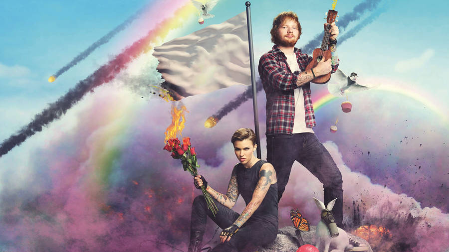Ed Sheeran With Ruby Rose Wallpaper