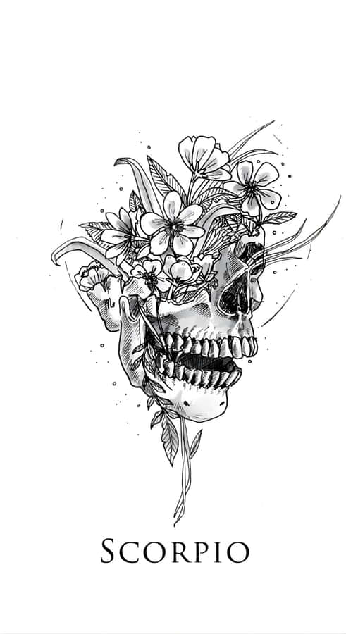 Edgy Scorpio Skull Art Wallpaper
