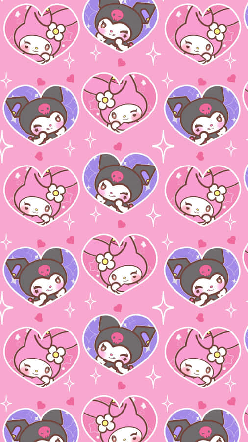 Edgy Yet Cute Kuromi Pattern Wallpaper Wallpaper