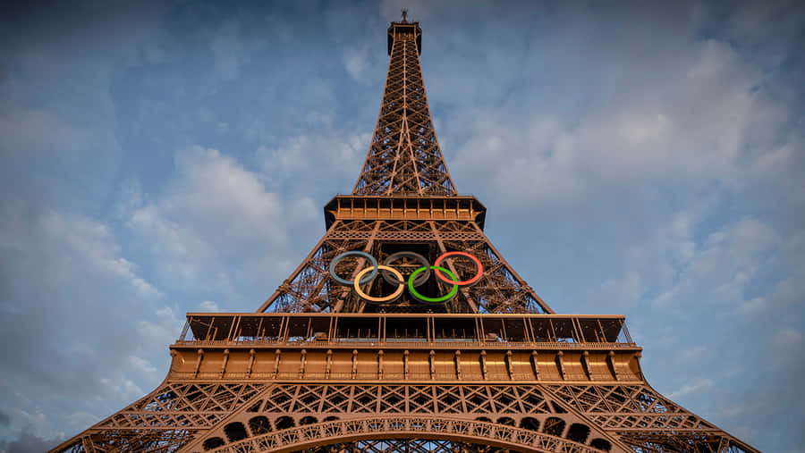 Eiffel Tower Olympic Rings Paris2024 Wallpaper