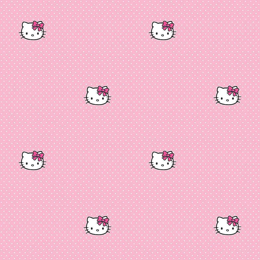 Eight Cute Pink Hello Kitty Heads Wallpaper