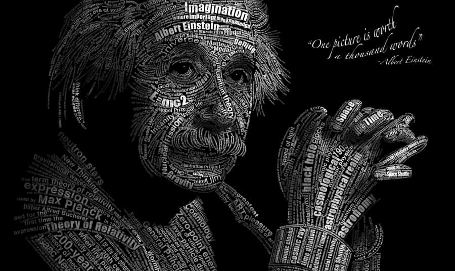 Einstein Word Art Portrait Wallpaper