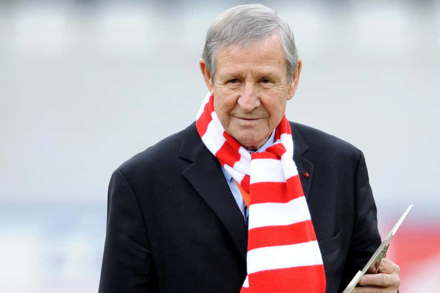 Elderly Gentlemanwith Striped Scarf Wallpaper