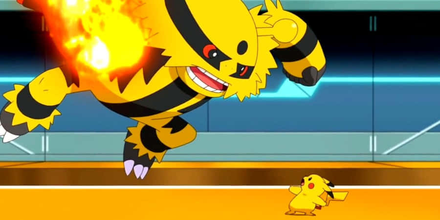 Electivire Vs Pikachu Battle Pokemon Rivalry Wallpaper
