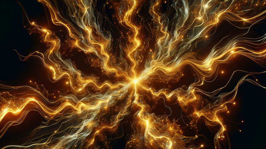Electric Gold Light Waves Wallpaper