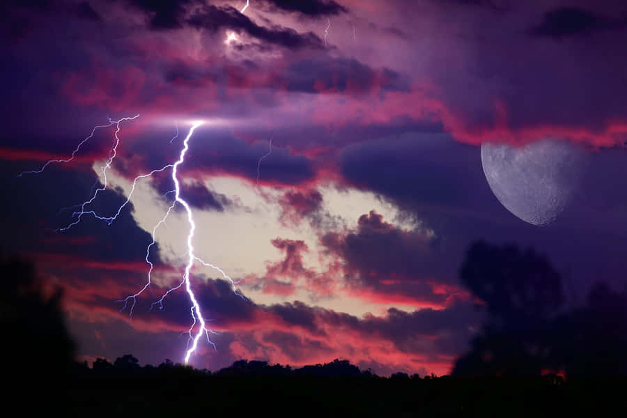 Electrifying_ Moonrise_ Storm Wallpaper