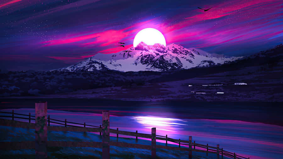 Electrifying Neon Landscape Wallpaper