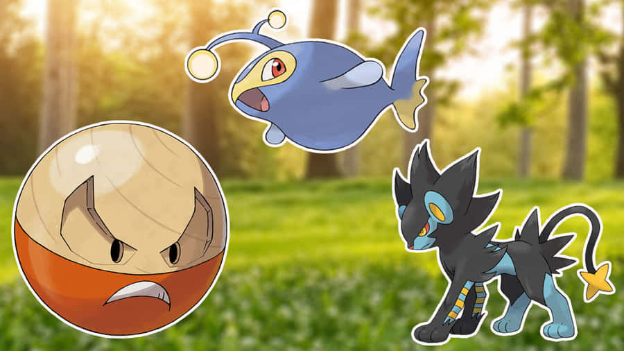 Electrode, Lanturn, And Luxray Wallpaper