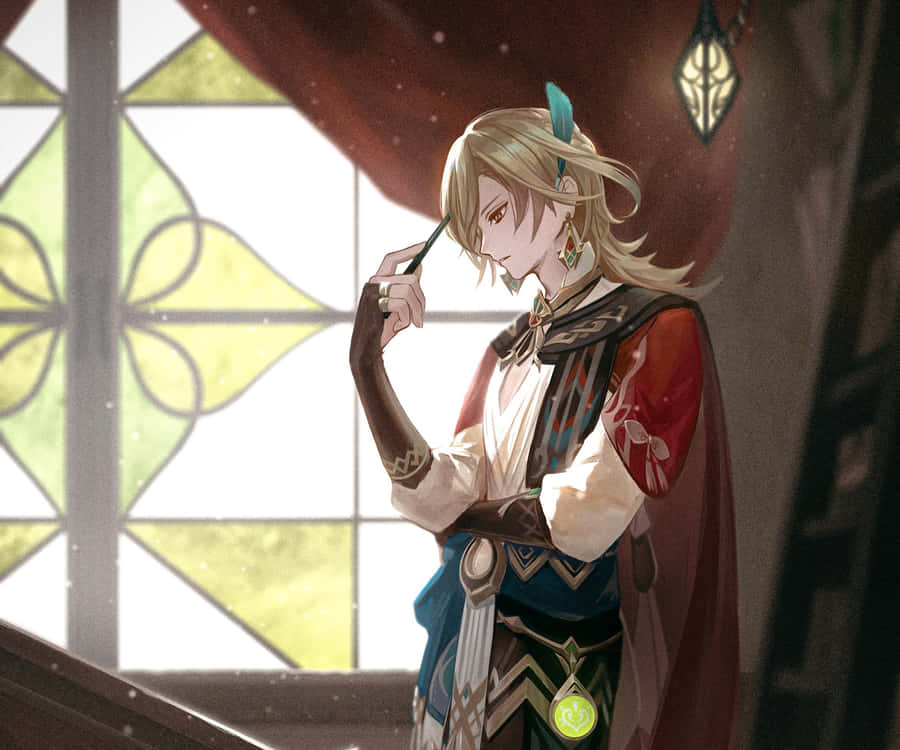 Elegant Anime Character Stylized Window View Wallpaper