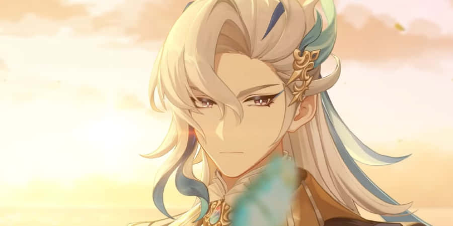 Elegant Anime Character Sunset Backdrop Wallpaper