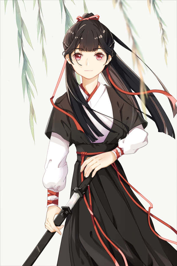 Elegant Anime Swordswoman Wallpaper