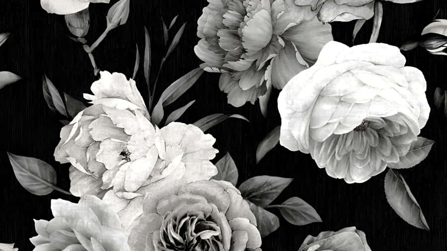 Elegant Black And White Floral Wallpaper