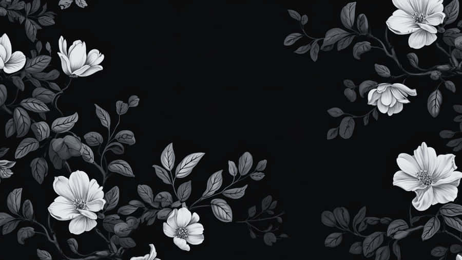 Elegant Black And White Floral Wallpaper