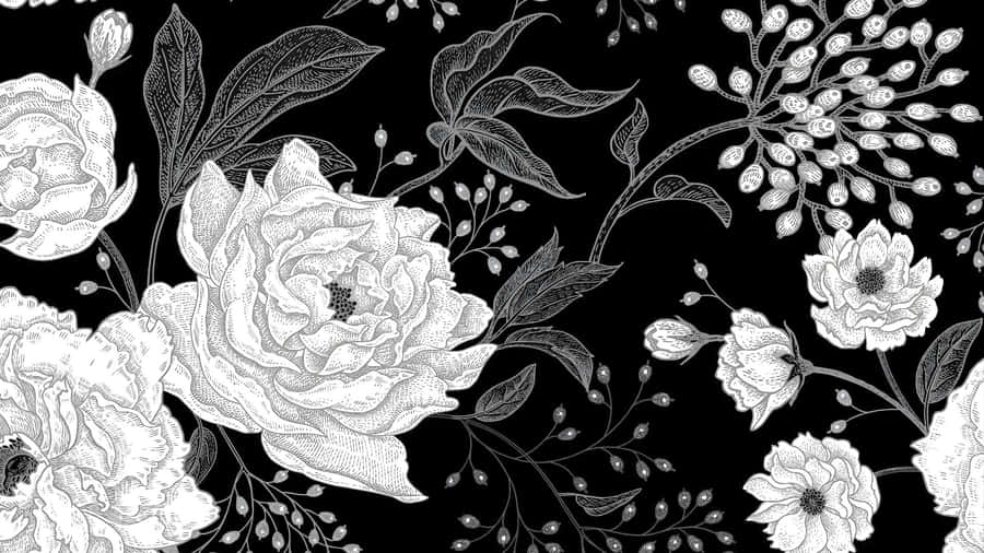 Elegant Black And White Floral Wallpaper