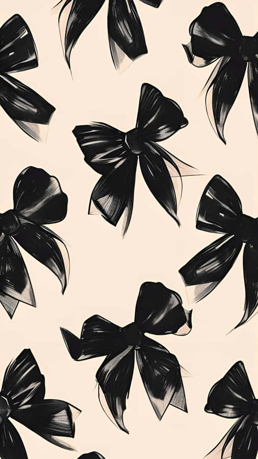 Elegant Black Bow Pattern Wallpaper
