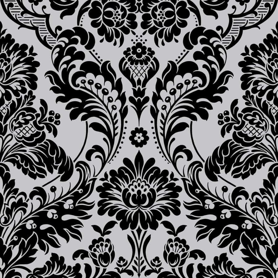 Elegant Black Damask Pattern Wallpaper