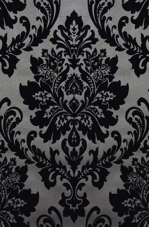 Elegant Black Damask Pattern Wallpaper