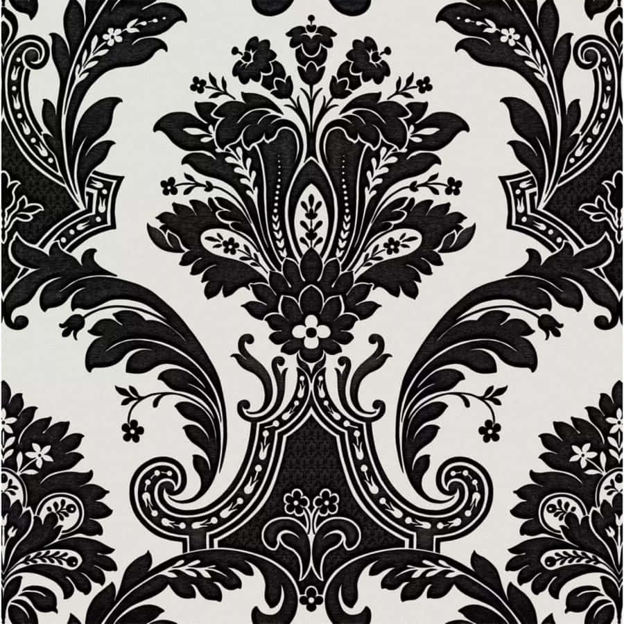 Elegant Black Damask Pattern Wallpaper