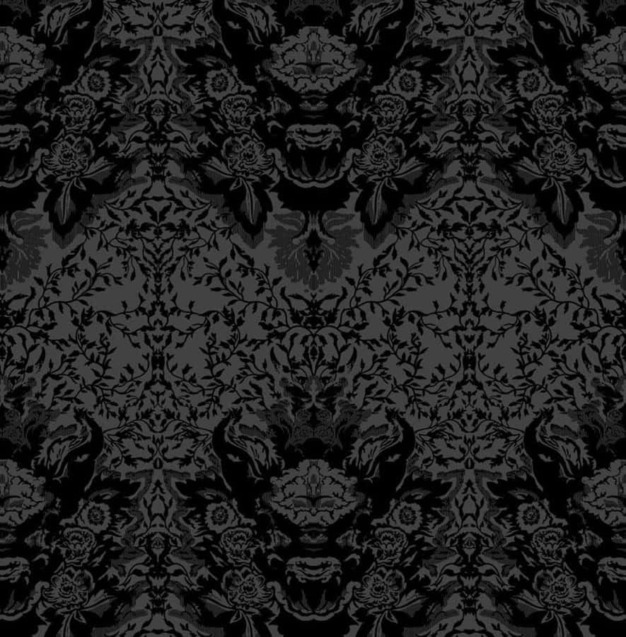 Elegant Black Damask Pattern Wallpaper