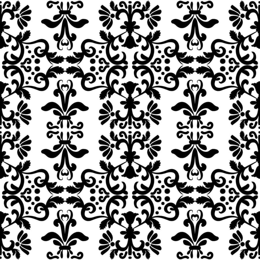 Elegant Black Damask Pattern Wallpaper