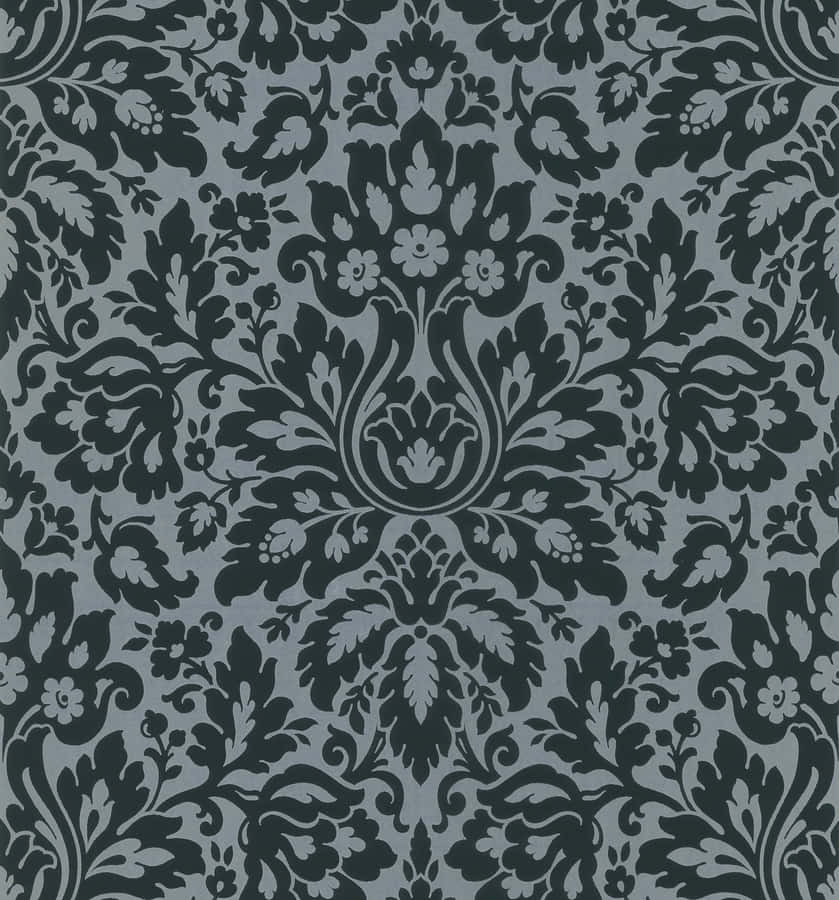 Elegant Black Damask Pattern Wallpaper