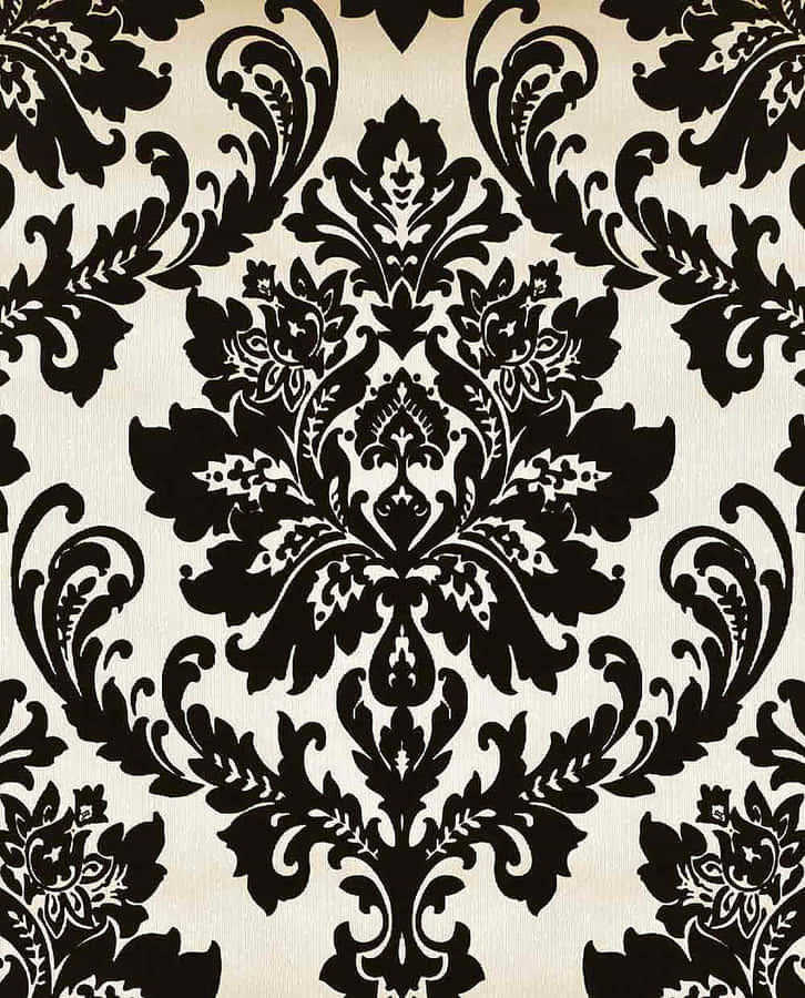 Elegant Black Damask Pattern Wallpaper
