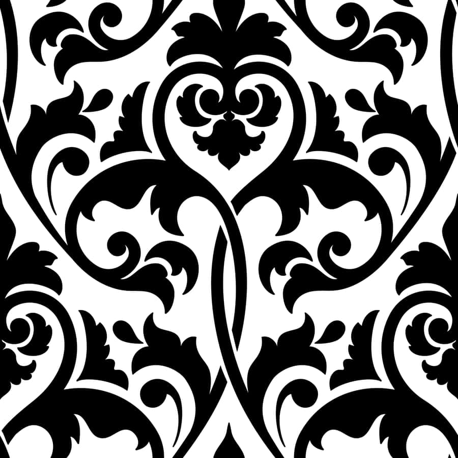 Elegant Black Damask Pattern Wallpaper