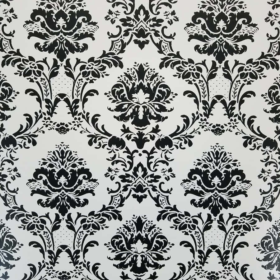 Elegant Black Damask Pattern Wallpaper