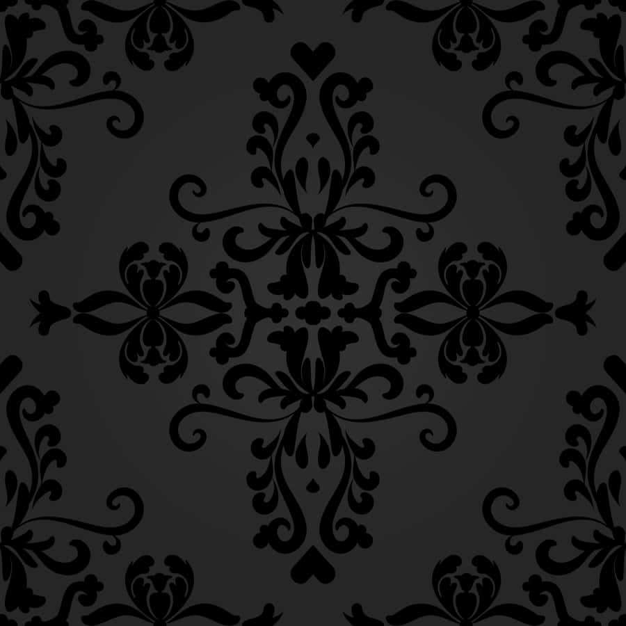 Elegant Black Damask Pattern Wallpaper