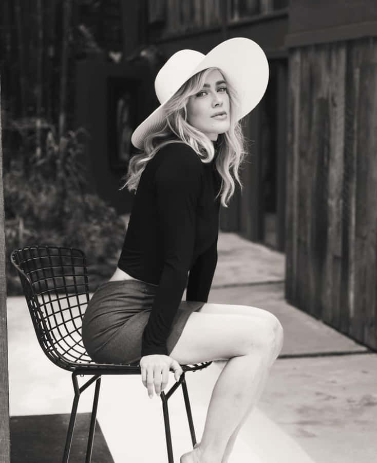 Elegant Blackand White Portrait Melissa Roxburgh Wallpaper