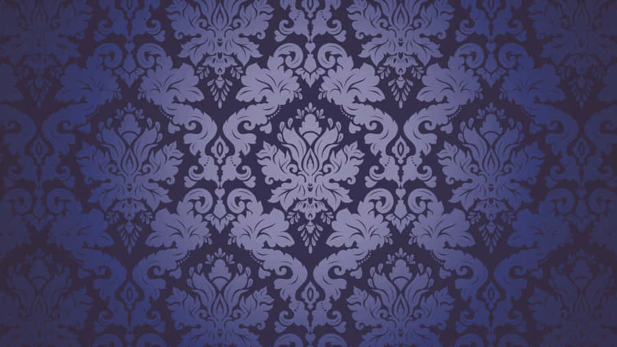 Elegant Blue Damask Pattern Wallpaper