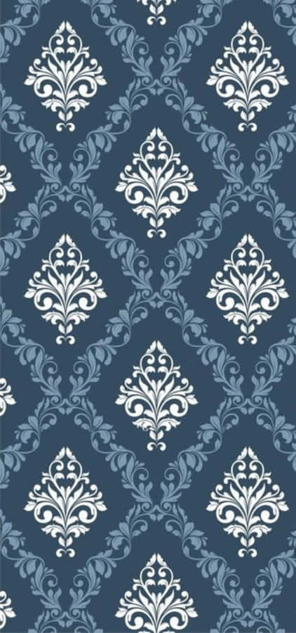 Elegant Blue Damask Pattern Wallpaper