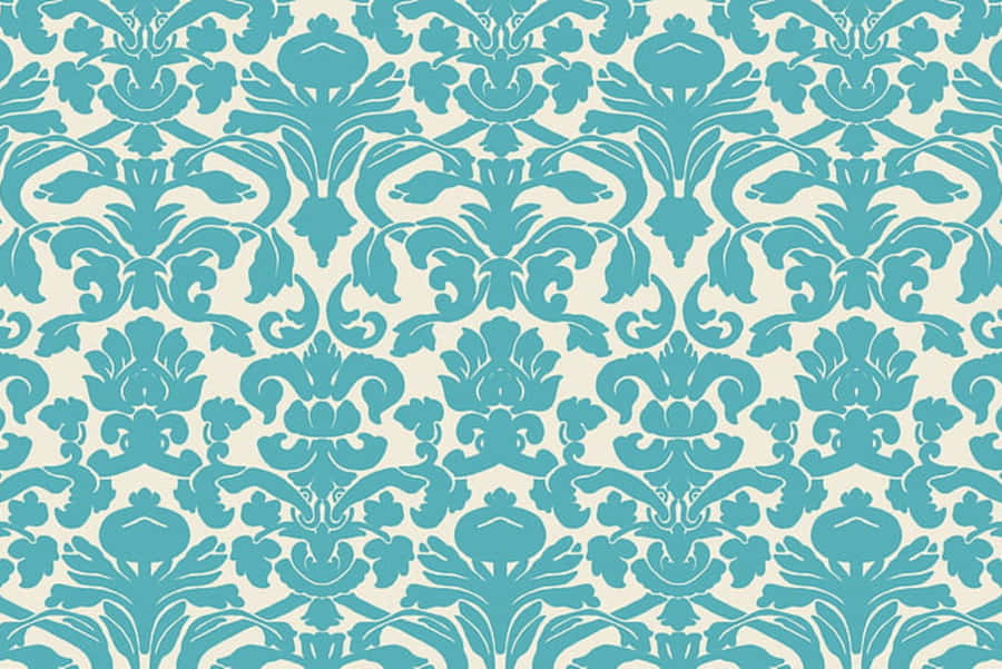 Elegant Blue Damask Pattern Wallpaper
