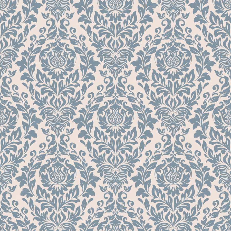 Elegant Blue Damask Pattern Wallpaper
