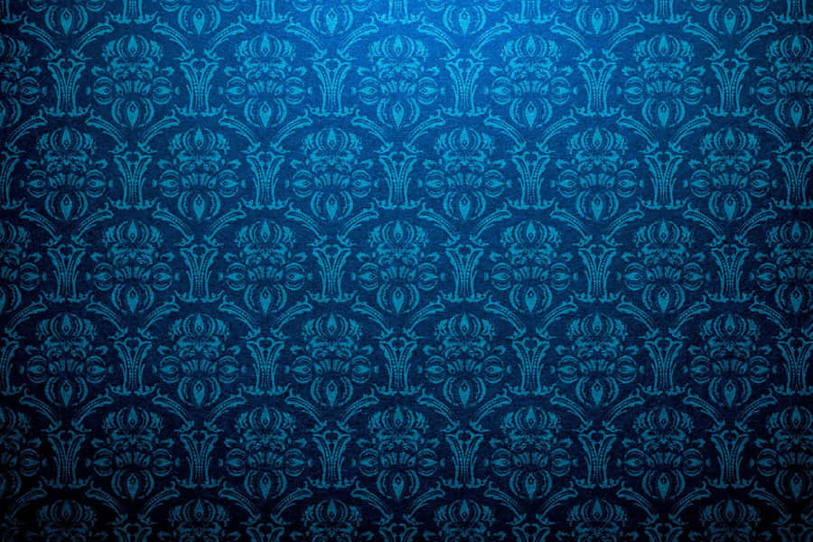 Elegant Blue Damask Pattern Wallpaper