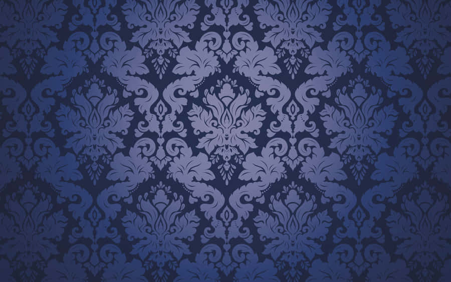 Elegant Blue Damask Pattern Wallpaper