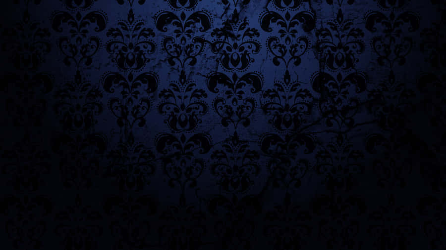 Elegant Blue Damask Pattern Wallpaper
