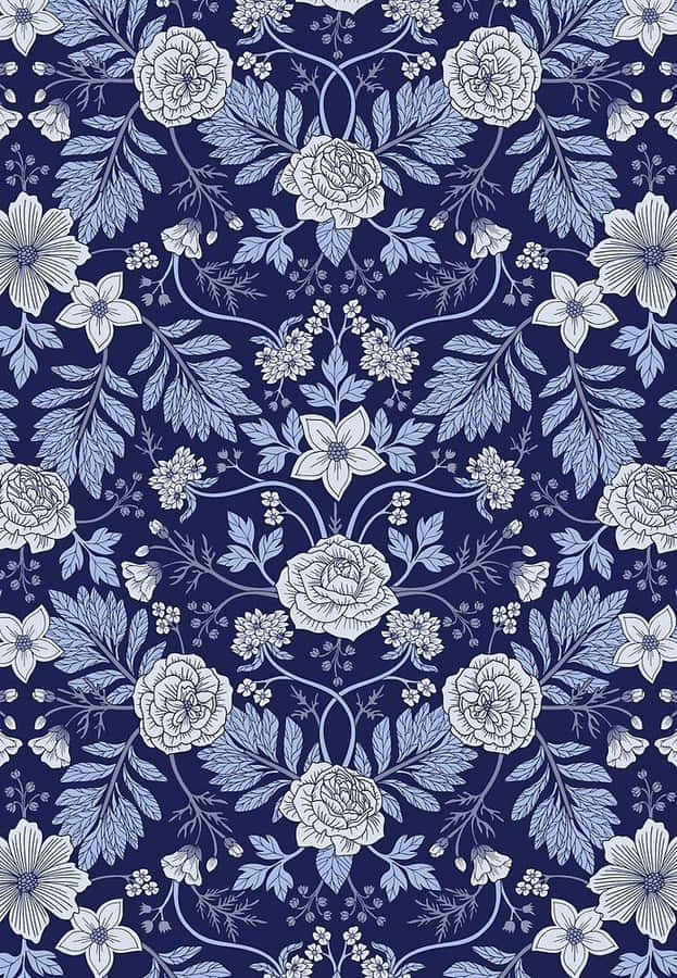 Elegant Blue Floral Pattern Wallpaper