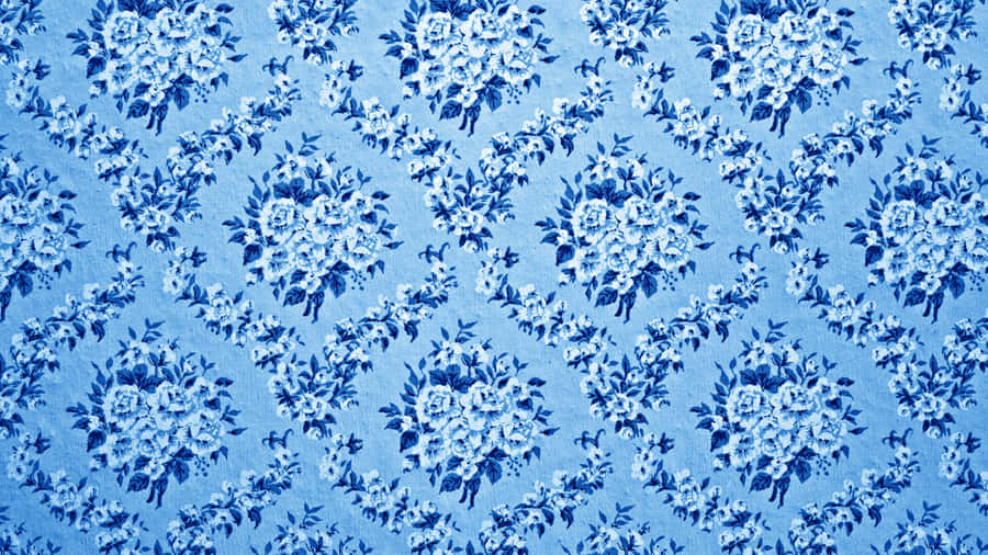 Elegant Blue Floral Pattern Wallpaper