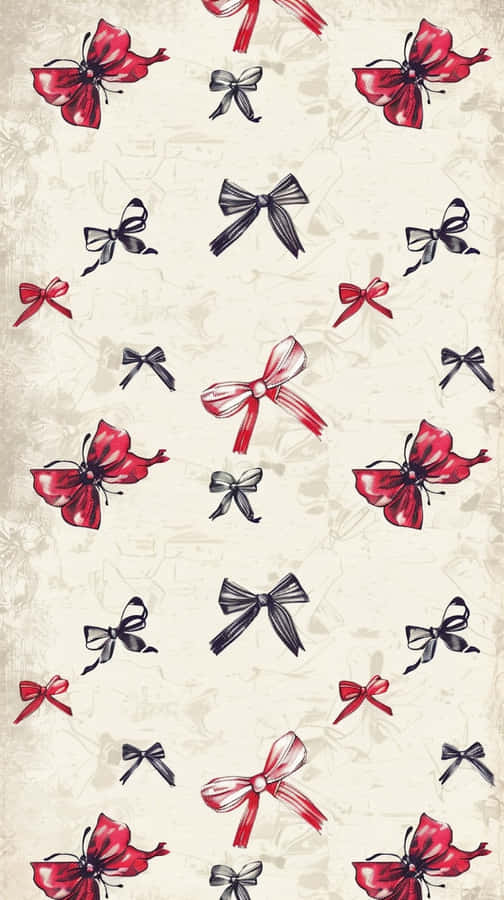 Elegant Bowsand Flowers Pattern Wallpaper