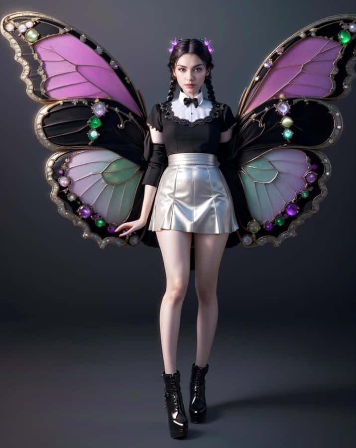 Elegant Butterfly Costume Portrait Wallpaper