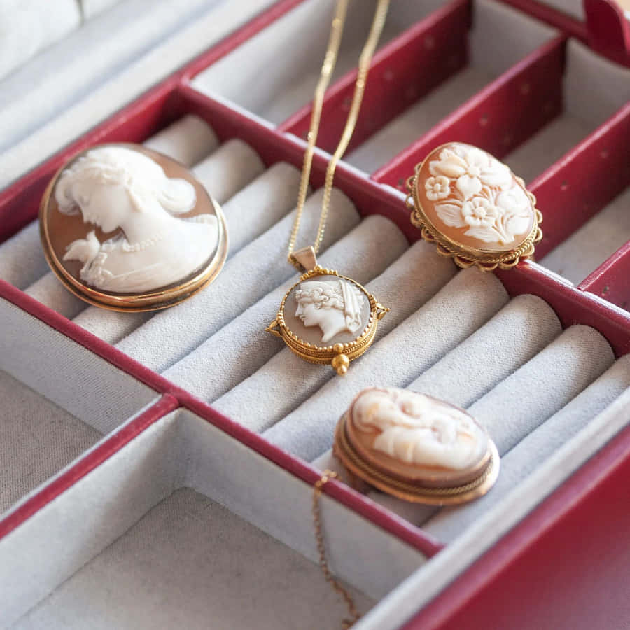 Elegant Cameo Jewelry Collection Wallpaper