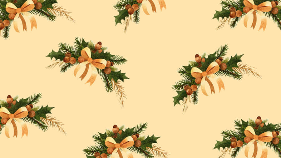 Elegant Christmas Bow Pattern Wallpaper