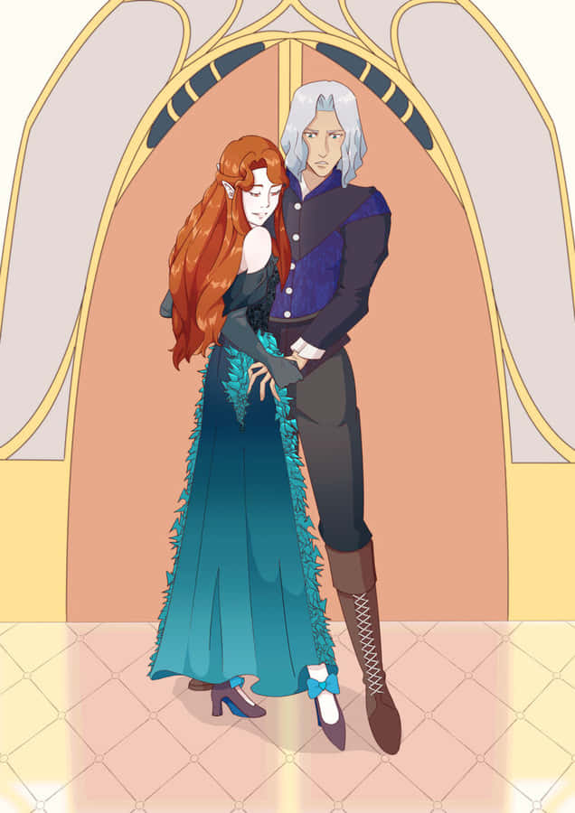 Elegant Couple Anime Style Wallpaper