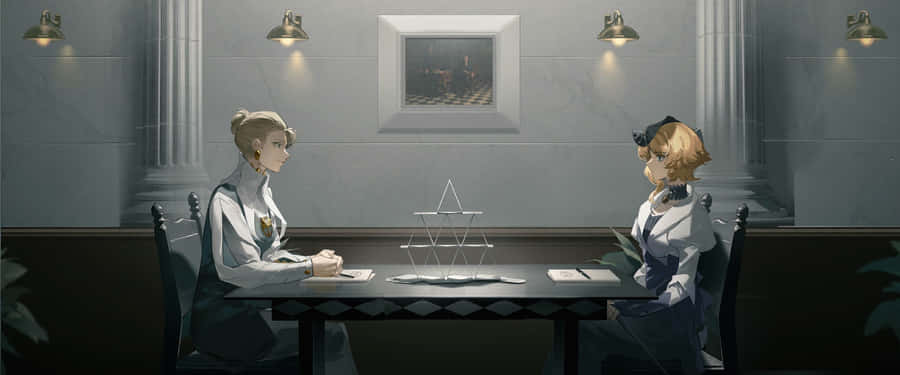 Elegant Dinner Animated Characters Wallpaper