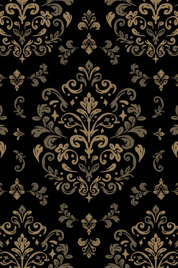 Elegant Golden Damask Pattern Wallpaper