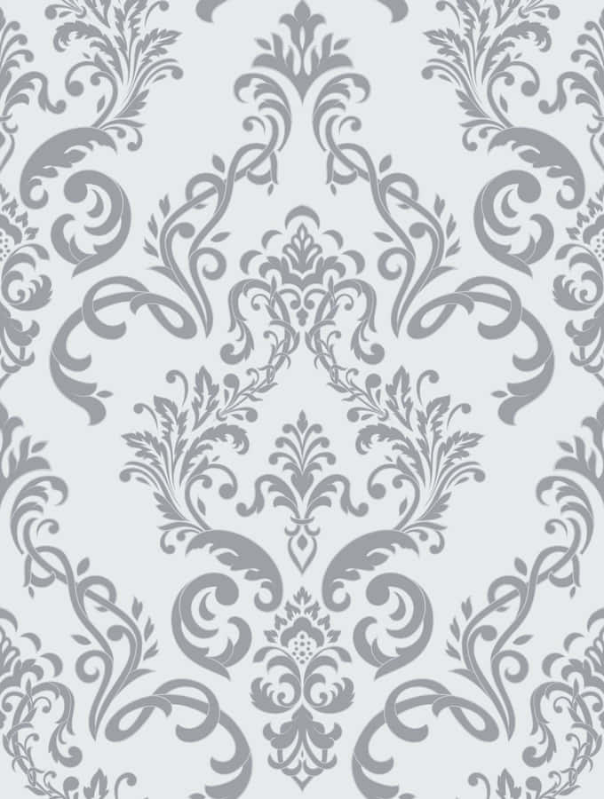 Elegant Gray Damask Pattern Wallpaper