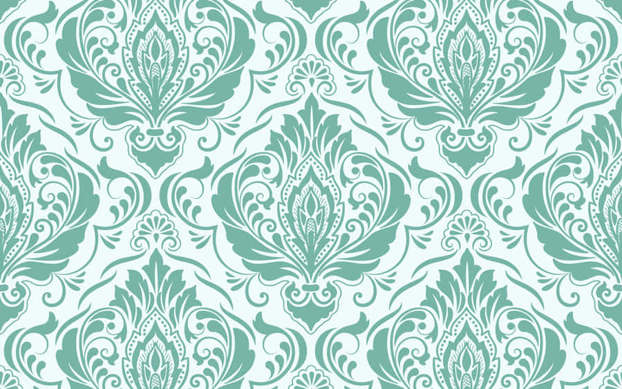 Elegant Green Damask Pattern Wallpaper