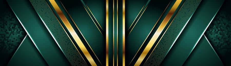 Elegant Green Gold Abstract Design Wallpaper